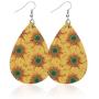 9 Pairs Sunflower Flower Fall Faux Leather Teardrop Dangle Earrings Lightweight Earrings for Women Girls Gift Leaf Drop Earrings Set Autumn Jewelry