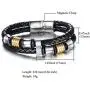 Feraco Men Leather Bracelet With Magnetic Clasp Double-Row Black Multilayer Leather Braided Cuff Wrap Wristbands , 8.66inch Feraco Men Leather Bracelet With Magnetic Clasp Double-Row Black Multilayer Leather Braided Cuff Wrap Wristbands , 8.66inch