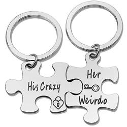 TOGON Couple Keychain Set His Crazy Her Weirdo Promise Jewelry Gift Wedding Gift for Lover Boyfriend Girlfriend 2pcs