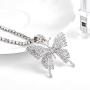 Ludress Boho Butterfly Necklaces Silver Christmas Choker Chain Necklace Rhinestone Pendant Necklaces Jewelry Accessories for Women and Girls
