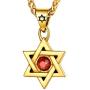 U7 Star of David Necklace Men Women Stainless Steel/18K Gold Plated Rope Chain Jewish Megan Star Pendant Israel Necklaces, Vintage Symbol/Ruby Stone/Cross Design, Length 22 Inch