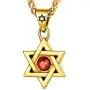 U7 Star of David Necklace Men Women Stainless Steel/18K Gold Plated Rope Chain Jewish Megan Star Pendant Israel Necklaces, Vintage Symbol/Ruby Stone/Cross Design, Length 22 Inch