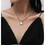 Lock Pendant Necklace Statement Long Chain Punk Multilayer Choker Necklace for Women Girls Lock Pendant Necklace Statement Long Chain Punk Multilayer Choker Necklace for Women Girls