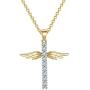 Jude Jewelers 18K Gold Plated Christian Cross Angel Wing Cubic Zircon Pendant Necklace