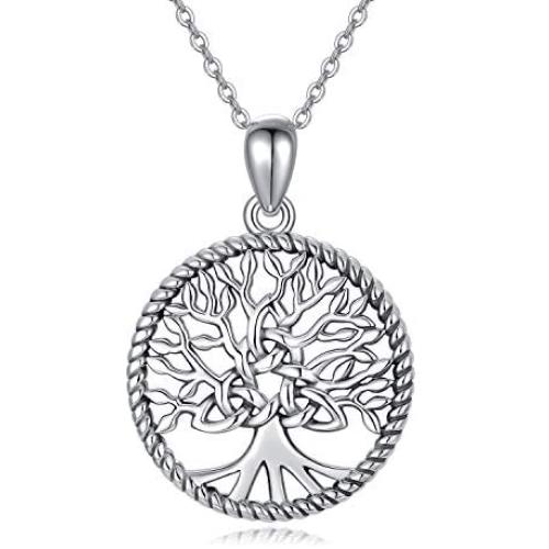 TRISHULA Tree of Life/Panda/Star/Celtic Knot/Sloth Pendant Necklace, Hypoallergenic Family Tree Necklace Jewelry Gift for Women Men Girls 18+2 Extender (Gift Box Included)