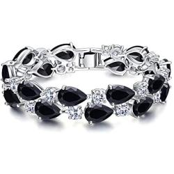 EVER FAITH Womens Prong Cubic Zirconia Vintage Style Dual Layer Tear Drop Bracelet