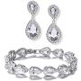 UDORA Teardrop Dangle Earrings Bracelet Bridesmaid Jewelry Set Bridal Wedding Party Prom Gifts
