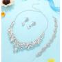 Subiceto Bridal Necklace Wedding Jewelry for Bride Crystal Tennis Link Bracelet Teardrop Dangle Earrings Jewelry Set for Women Fashion Bridesmaid Wedding Jewelry Gifts