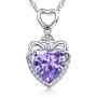 BOOSCA Women Jewelry Love Heart 925 Sterling Silver February Birthstone Pendant Necklace with Cubic Zirconia Ideal Gifts for Mom Women Wife Girls Her