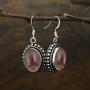 Natural Moonstone Labradorite Lapis Rose Quartz Dangle Earrings 12x16mm Oval Shape Gemstones 925 Silver Overlay Handmade Dangle Earrings
