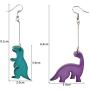 2 Pairs Fashion Acrylic Dinosaur Drop Dangle Earrings Jewelry - Funny Cute Dinosaur Animal Drop Earrings for Women Kids