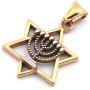 GUNGNEER Star of David Menorah Necklace Stainless Steel Charm Keel Chain Religious Jewish Jewelry for Men Women
