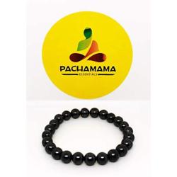 Pachamama Essentials 8 mm Authentic Shungite Bead Bracelet Stretchy from Karelia Region Russia, Against EMR, EMF Protection