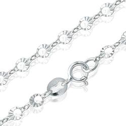 Michael Zweig Sterling Silver Diamond Cut Graduated Round Link Necklace