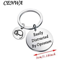 CENWA Funny Opossum Gift Opossum Lover Gift Easily Distracted by Opossums Keychain Wildlife Rescue Gift