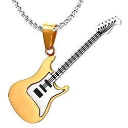 Xusamss Punk Titanium Steel Guitar Music Pendant Necklace,24inches Link Chain