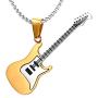 Xusamss Punk Titanium Steel Guitar Music Pendant Necklace,24inches Link Chain