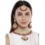 Aheli Faux Kundan Necklace Earrings Maang Tikka Set Indian Ethnic Wedding Fashion Jewelry Set for Women Aheli Faux Kundan Necklace Earrings Maang Tikka Set Indian Ethnic Wedding Fashion Jewelry Set for Women