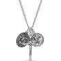 Steve Madden Mens Oxidized Saint Benedict, Crucifix, and Saint Michael Trio Pendant Chain Necklace for Men in Stainless Steel, Silver, 28