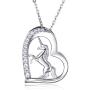 Women 925 Sterling Silver Love Heart Unicorn Pendant Necklace - Van Chloe CZ Diamond White Gold Plated Necklace Valentines Day Mothers Day Jewelry Gift for Women Girls
