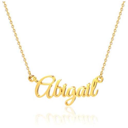 IEFSHINY Custom Name Necklace Personalized, 14K Gold Plated Name Necklace Personalized Charm Jewelry Gift for Women Customized Name Necklace Dainty Letter Name Necklace Gold Rose Gold Silver