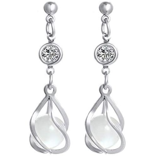 Sumiai Opal Long Elegant Drop Earrings For Women Fashion Bowknot Crystal Dangle Earrings Dainty Festival Jewelry Friendship Gift