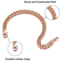 ChainsPro Mens 7mm Diamound Cut Curb Chain Bracelet, 18K Gold/Rose Gold Plated (Send Gift Box)