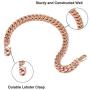 ChainsPro Mens 7mm Diamound Cut Curb Chain Bracelet, 18K Gold/Rose Gold Plated (Send Gift Box)