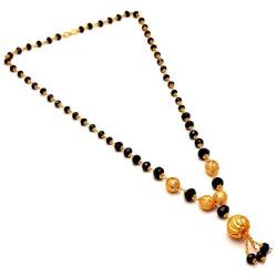 Mangalsutra indian Gold plated traditional Black Crystal real look Jewelry 7429