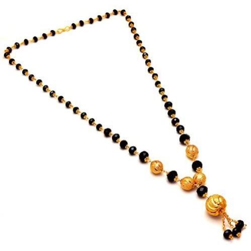 Mangalsutra indian Gold plated traditional Black Crystal real look Jewelry 7429