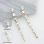 Diamond-Like Oval Raining Drops Long Dangle Stud Post Rhinestone Earrings