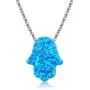 Kaletine Hamsa Hand Pendant Necklace Sterling Silver Created Fire Opal Adjustable Cable Box Chain in 16''-18'' Kaletine Hamsa Hand Pendant Necklace Sterling Silver Created Fire Opal Adjustable Cable Box Chain in 16''-18''