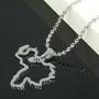 Stainless Steel Venezuela Map Pendant Necklace Venezuelan Jewelry (Silver)