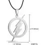 Stainless Steel Superhero Lightning Round Flash Pendant Necklace Leather Chain Stainless Steel Superhero Lightning Round Flash Pendant Necklace Leather Chain