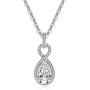 AINUOSHI Platinum Plating CZ Bridal Pear Shaped Teardrop Halo Pendant Necklace