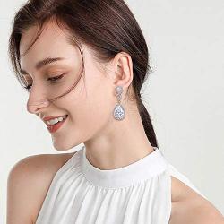 EVER FAITH Zircon Austrian Crystal Wedding 8-Shape Dangle Earrings Clear Silver-Tone