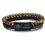 VNOX Custom Engraving Medical Alert ID Two-Strand Braided Leather Cuff Wristband Rope Bracelet with Magnetic Clasp for Men Boys