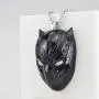 Black Panther King of Wakanda TChalla Vibranium Mask Pendant Necklace, Superheros Fan Collection Merchandise