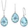 Gem Stone King Sterling Silver Blue Topaz Pendant and Earrings Set 22.50 cttw Pear Shape 16X12MM Gemstone Birthstone with 18inches silver Chain