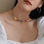 TseanYi Boho Rainbow Seed Bead Choker Necklace Short Colored Rice Beads Necklace Chain Smiley Face Collarbone Necklace Jewelry for Women and Girls