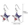 LUX ACCESSORIES Silver Tone American Flag Inspired Star Necklace Earrings Set