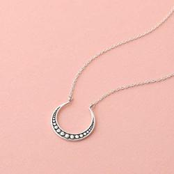 Boma Jewelry Sterling Silver Bohemian Crescent Moon Horn Necklace, 18 Inches