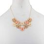 Lux Accessories Ivory Peach Glitter Flower Floral Statement Necklace Earring Set