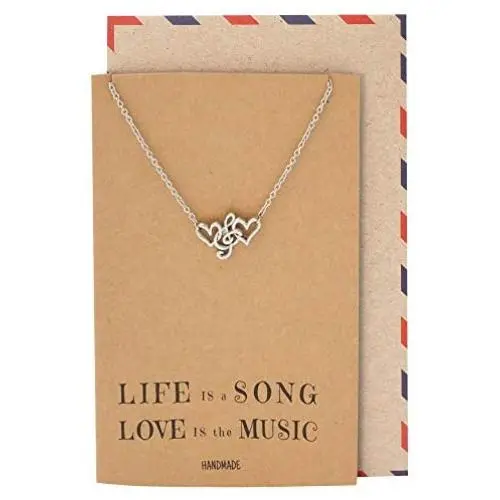 Quan Jewelry Music Gifts for Women Treble Clef Heart Pendant Necklace, Musical Jewelry for Music Lovers Adjustable Music Necklace from 16-in to 18-in Quan Jewelry Music Gifts for Women Treble Clef Heart Pendant Necklace, Musical Jewelry for Music Lovers Adjustable Music Necklace from 16-in to 18-in