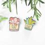 Gillna Cartoon Plant Brooch Pin Sets 2 Pieces Letter Enamel Brooch Pins Creative Cute Enamel Lapel Pin for Clothes Bags Backpack Jewelry DIY Accessories