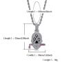Moca Jewelry Hip Hop Iced Out Bling 999 Shantou CZ Pendant Chain White Gold Plated Necklace for Men Women