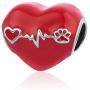SBI Jewelry Love Heart Charm for Bracelet Red Heartbeat Dog Paw Print Charm Gift for Women Girls Mom