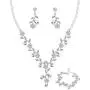 LOYALLOOK Bridal Jewelry Set Crystal Flower Leaf Necklace Earring Bracelet Jewelry Set Costume Jewelry for Women