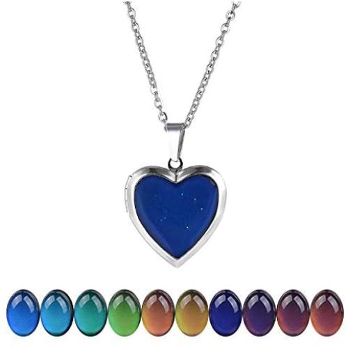 FM FM42 Temperature Sensing Color Changing Pendant Necklace with 19.29'' Stainless Steel Rolo Chain (18 Styles)