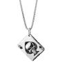 Steel Ace Card Poker Grid Checker Pattern Pendant Necklace with Punisher Skull and Spade, Two-Sided